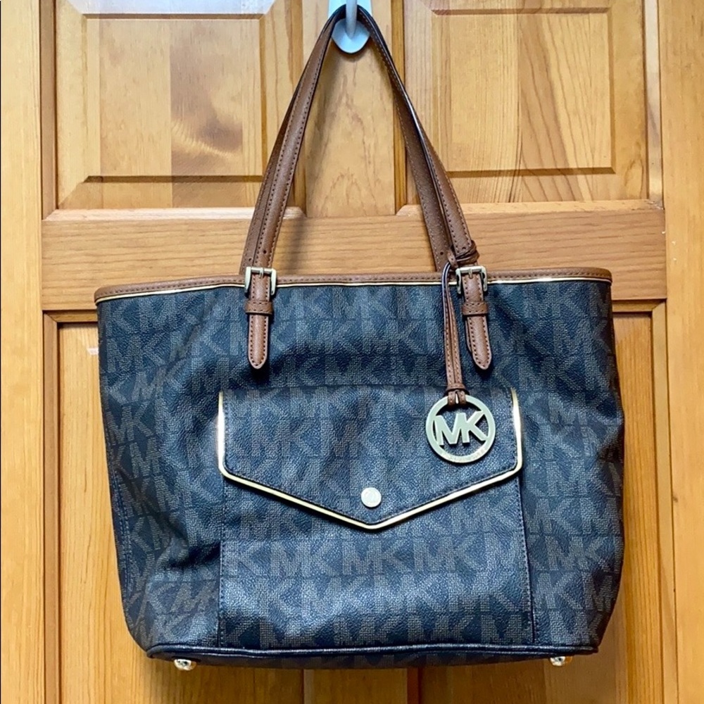 Michael Kors Gold Trim Pocket Tote